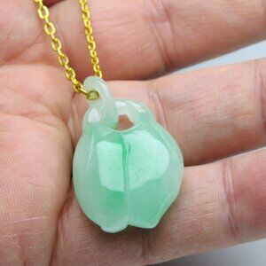 14K Jade Money Bag Pendant With Necklace